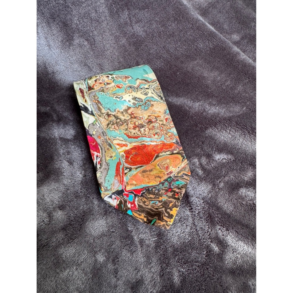 Vintage NWT Santostefano Silk Tie Italy Abstract Untipped Handmade Luxury